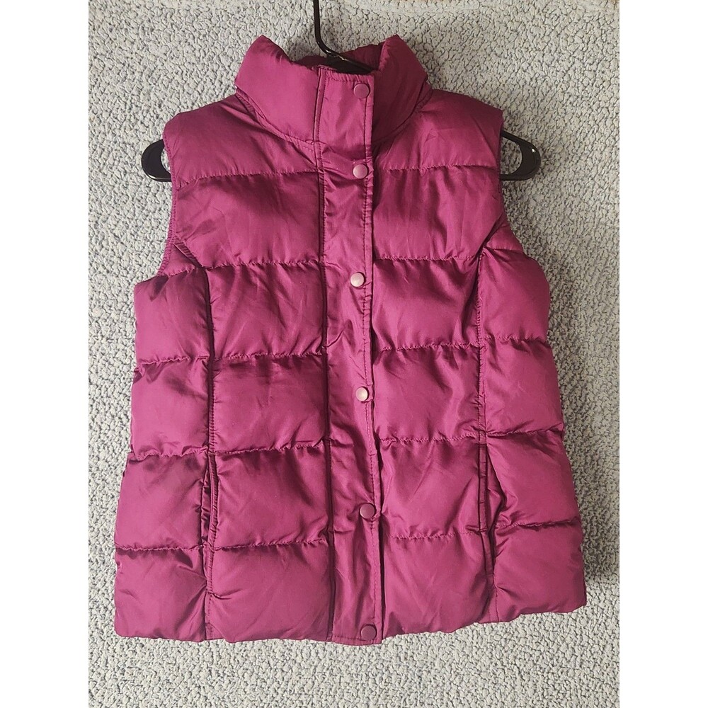Faded Glory Womens Winter Puffer Vest Small 4-6 Violet Snap Zip Pockets